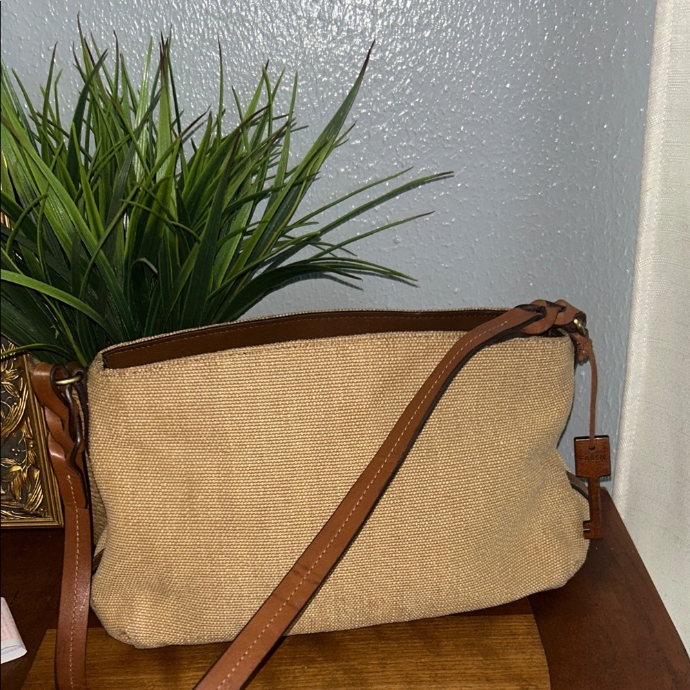 Fossil Tan and Brown Shoulder Bag